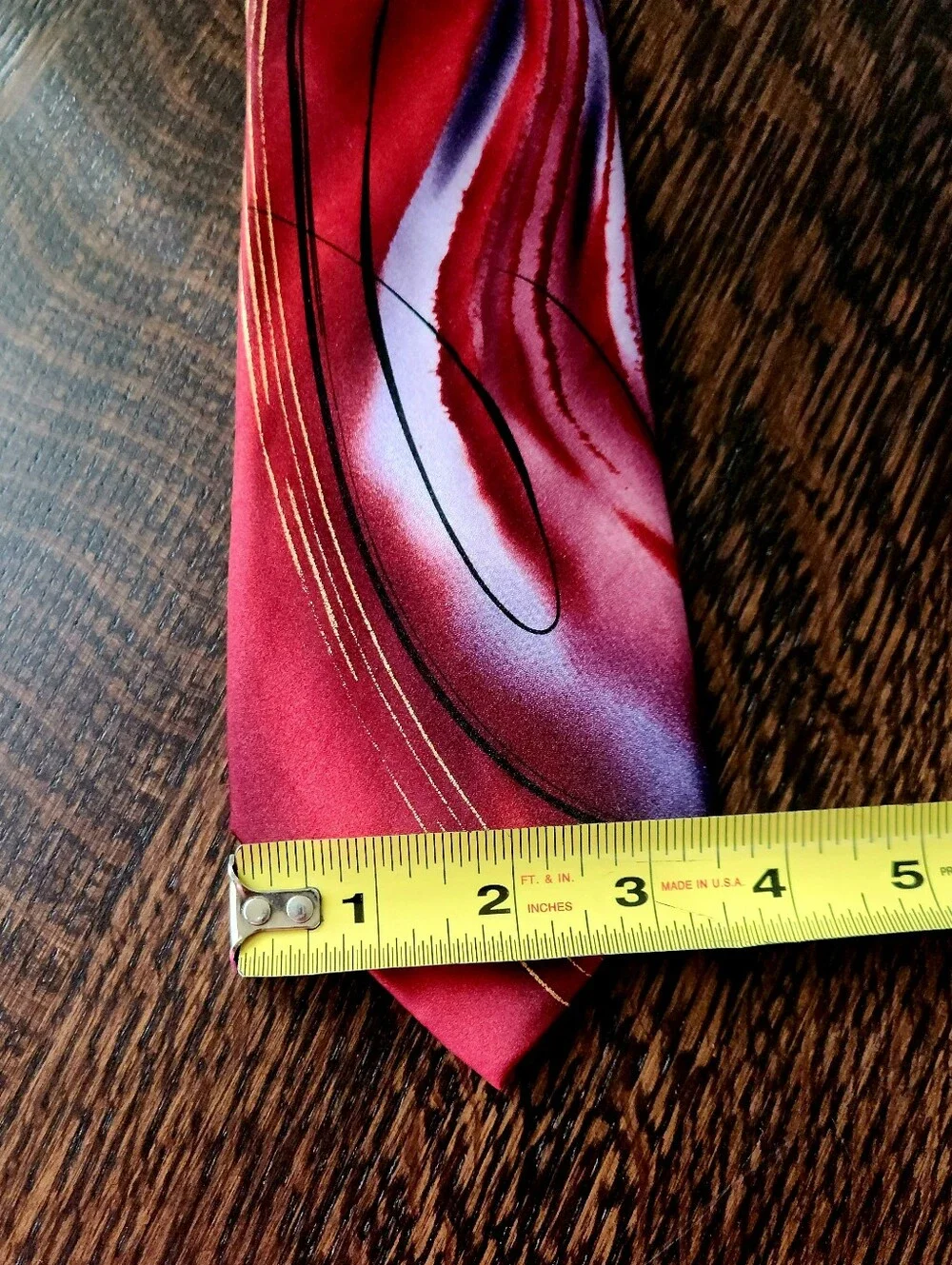 Jerry Garcia 🎩 Vintage Red Swirl Pattern Necktie with Black Silver EUC $24
